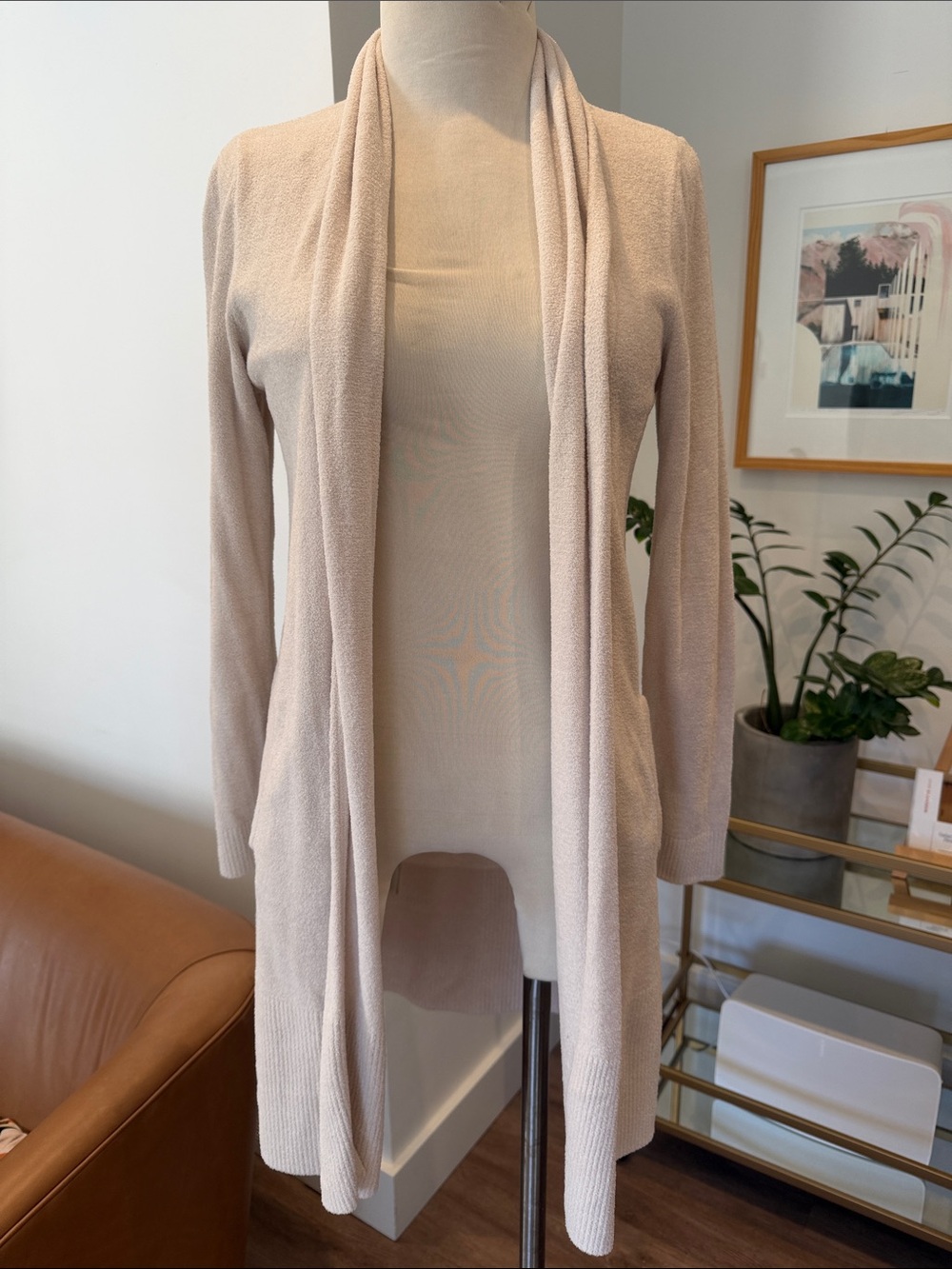 Barefoot Dreams Soft Beige Open-Front Cozy Cardigan